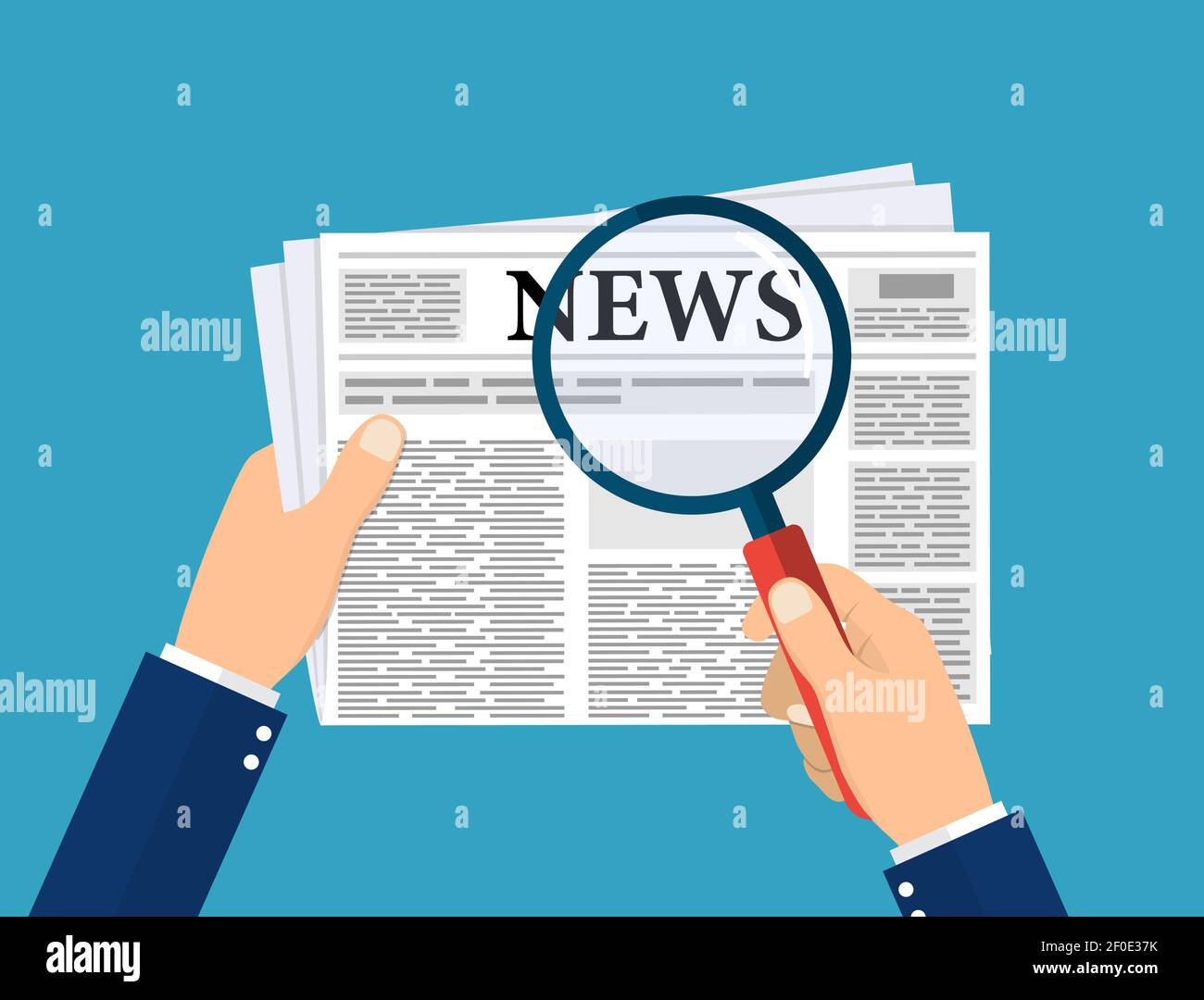 Hand halten Zeitung und Lupe Stock Vektor