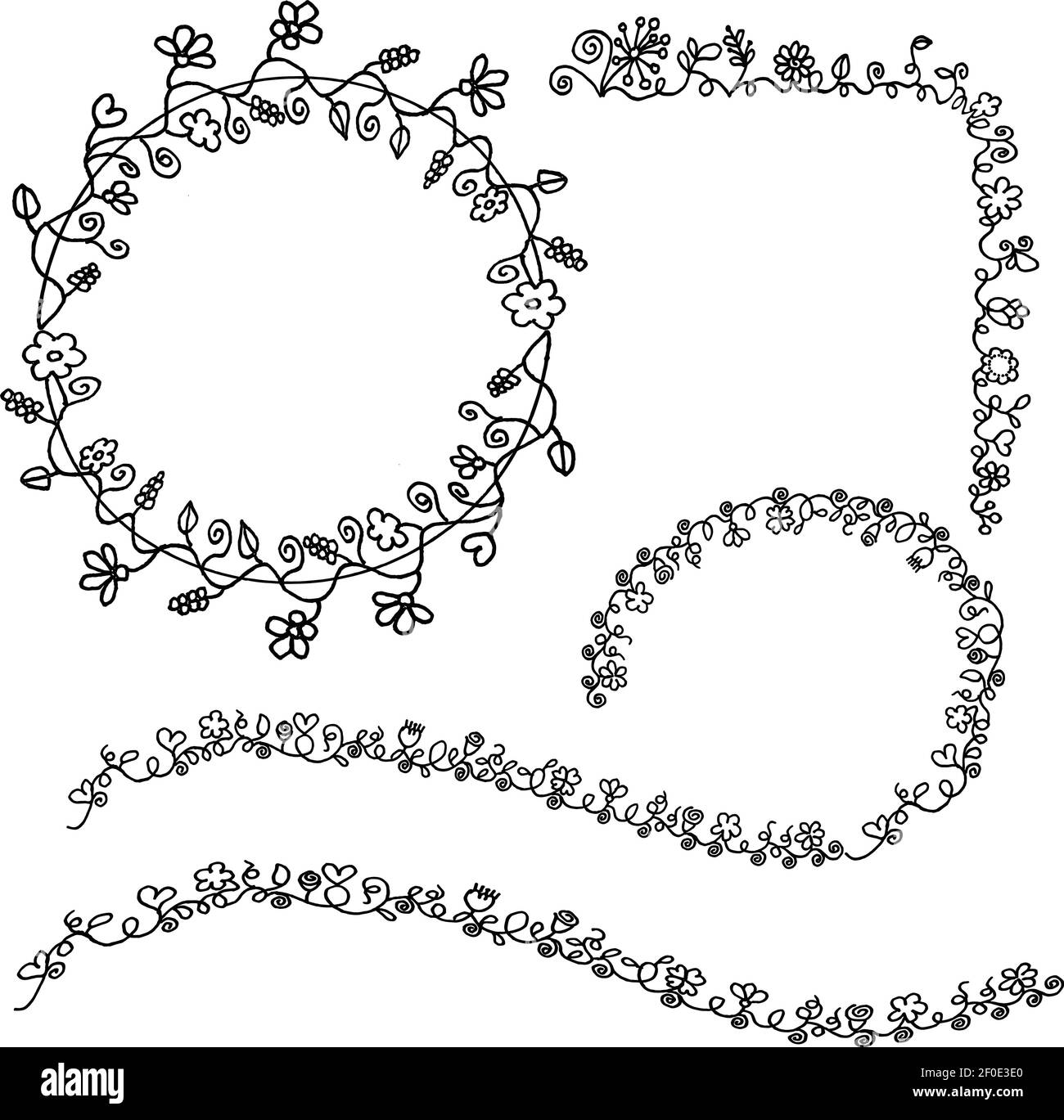 VEKTOR schwarz und weiß Blumen Rahmen Rahmen Hintergrund Stock Vektor