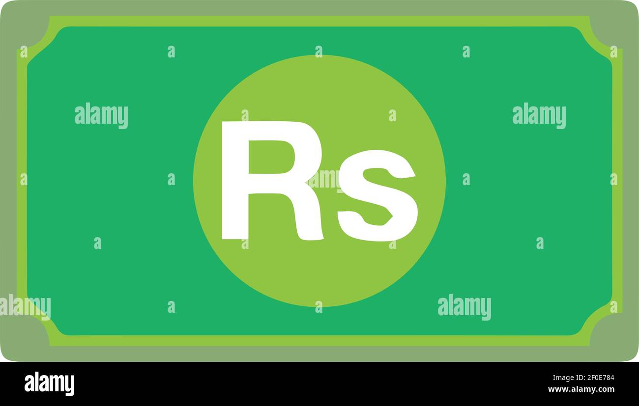 Pakistanische Währungsnotiz Symbol in grüner Farbe für Apps und Websites, PKR Zeichen, Pak Rupie, pakistanische Note Symbol, RS Zeichen, Hinweis in Grün, PK Hinweis, PK Rupie Stockfoto
