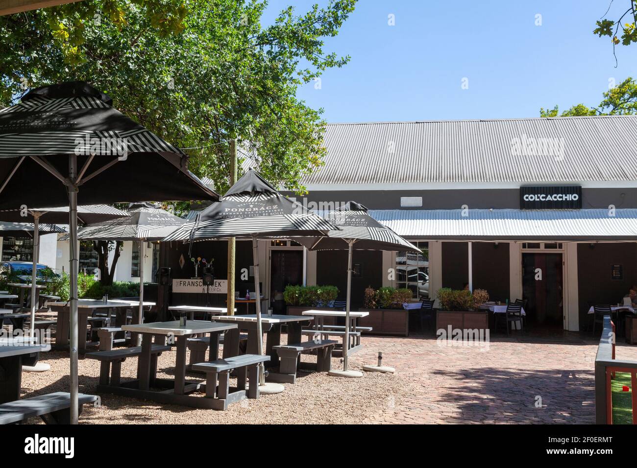 Col'cacchio Italienische Pizzeria, Restaurant,Franschhoek, Western Cape Winelands, Western Cape, Südafrika Stockfoto