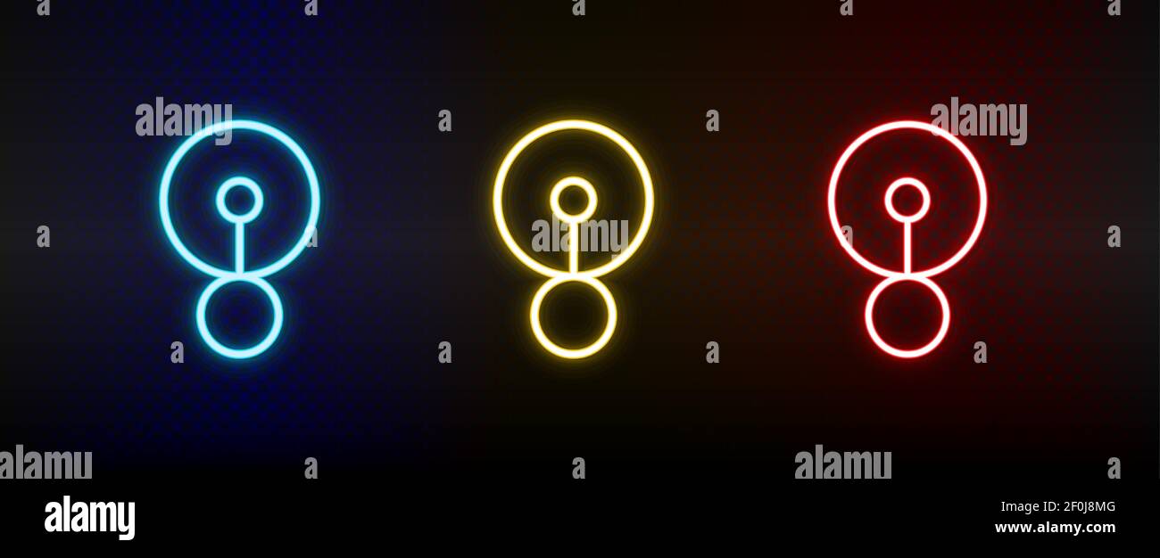 Aus-Zustand, Neon-Symbol aktivieren. Satz von roten, blauen, gelben Neon-Vektor-Symbol Stock Vektor