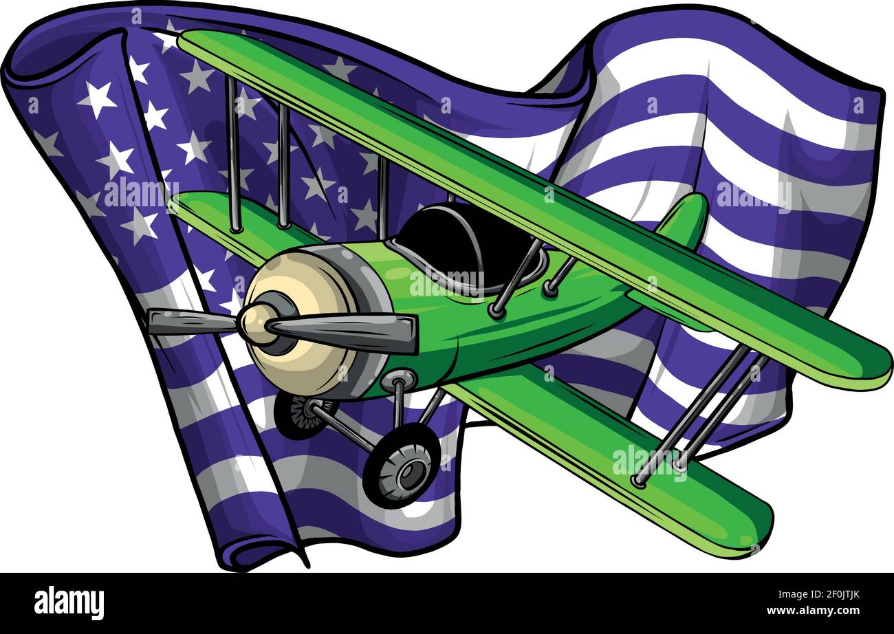 amerikanische Flagge mit Flugzeug Vektor Illustration Design Stock Vektor