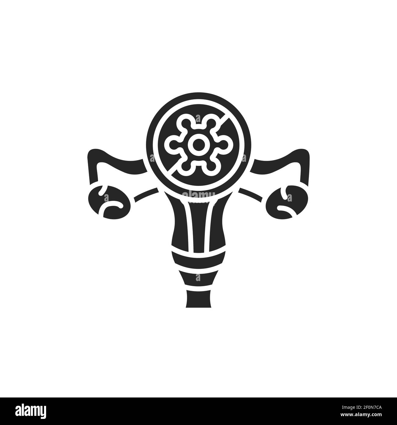 Treament Infektion Krankheit Glyphe schwarzes Symbol. Weibliche Fortpflanzungssystem Infektionskrankheit. Registrieren Sie sich für Webseite, mobile App, Schaltfläche, Logo Stock Vektor