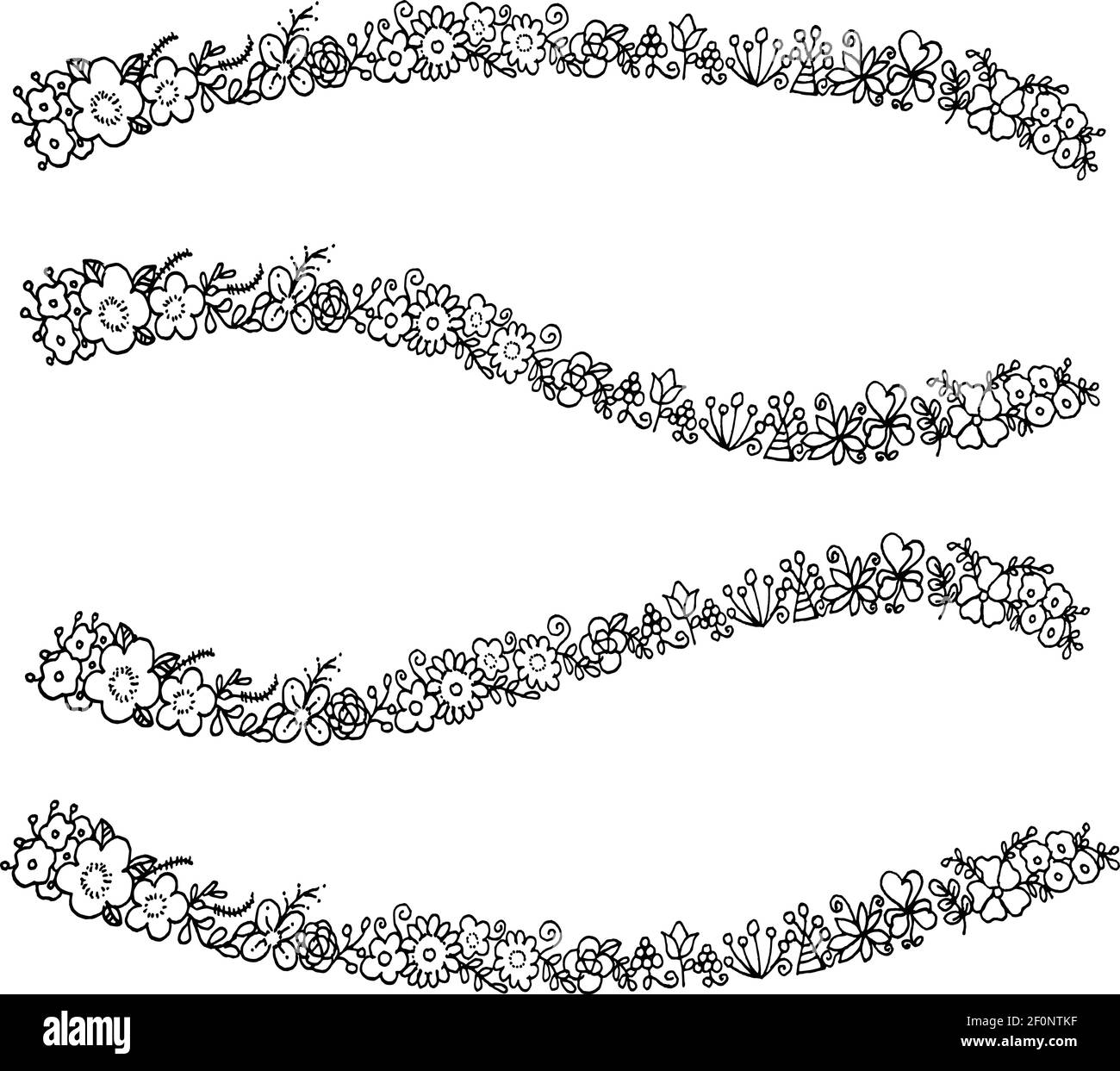 vektor Zeichnung schwarz und weiß Blumen Hintergrund Stock Vektor