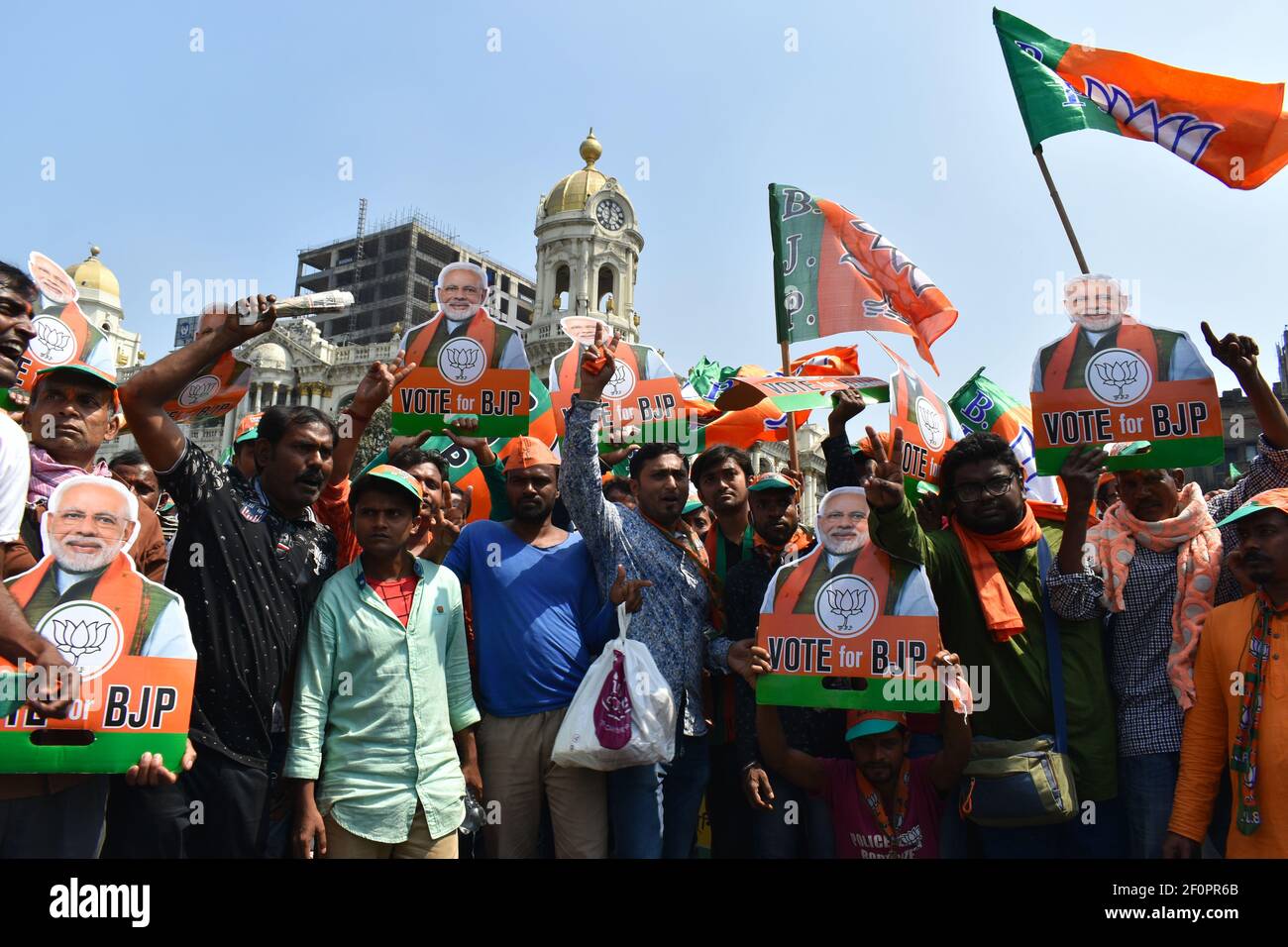 Kalkutta, Indien. März 2021, 07th. Die Mitglieder der BJP-Partei werden an der Brigade-Kundgebung vor den Wahlen zur gesetzgebenden Versammlung des westbengalischen Staates in Kalkutta teilnehmen. (Foto von Sudipta das/Pacific Press) Quelle: Pacific Press Media Production Corp./Alamy Live News Stockfoto