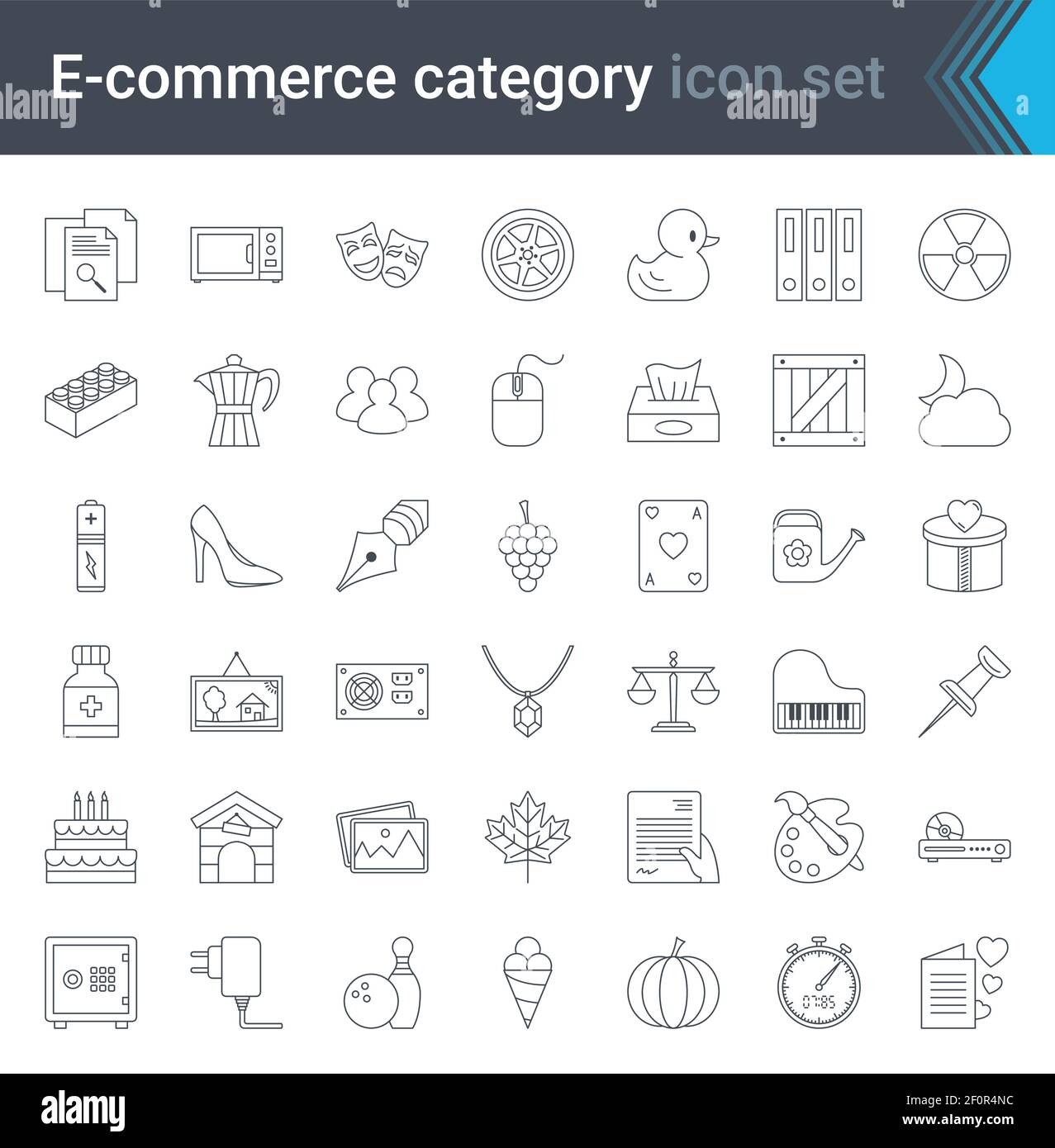 Set von E-Commerce und Online-Shopping Web-Icons in Linie Stil. Mobile Shop, digitales Marketing. Hochwertige Vektorgrafik. Stock Vektor