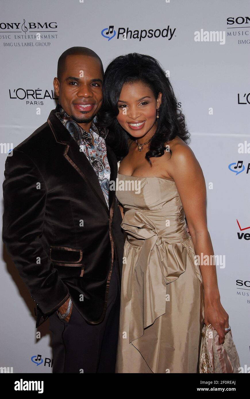 Kirk Franklin und Frau Tammy Collins. 10. Februar 2007 - Beverly Hills, Kalifornien. 2007 Clive Davis Pre-GRAMMY Awards Party im Beverly Hills Hilton. Foto: Giulio Marcocchi/Sipa Press (') Copyright 2007 by Giulio Marcocchi./davis_gm,282/0702111536 Stockfoto