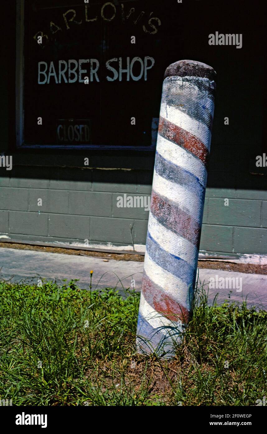 1970s Vereinigte Staaten - Barber Pole Kingsland Georgia Ca. 1979 Stockfoto