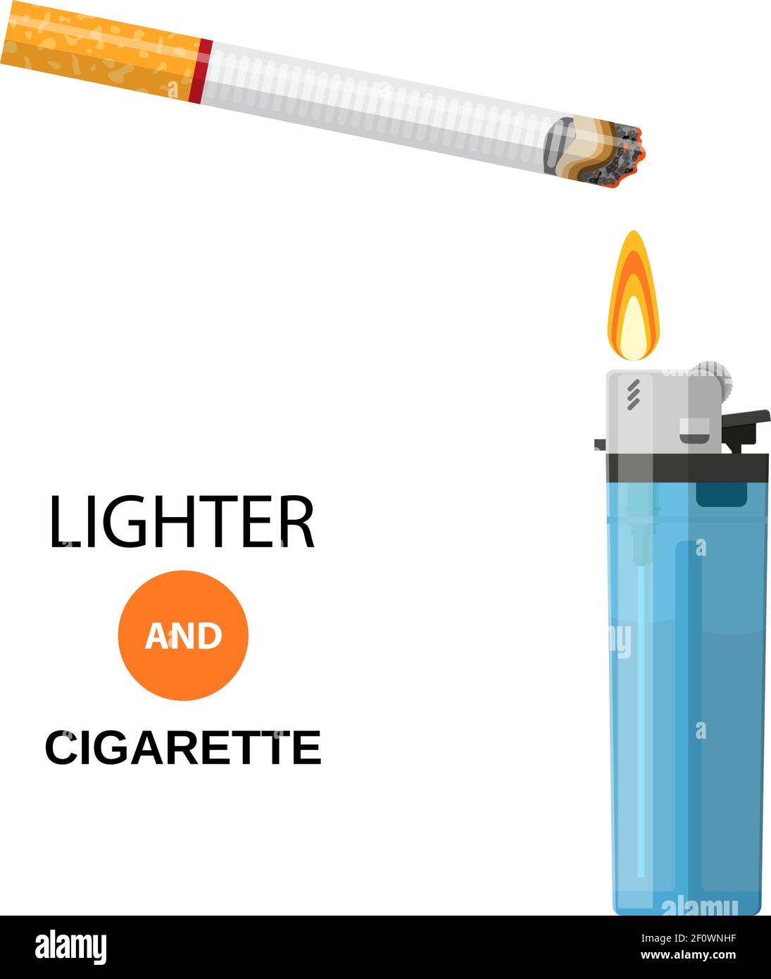 Feuerzeug und brennende Zigarette Stock Vektor