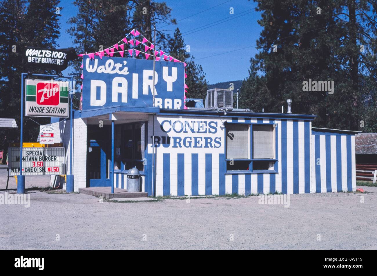 Walt's Dairy Bar Route 10 Saint Regis Montana Ca. 1987 Stockfotografie