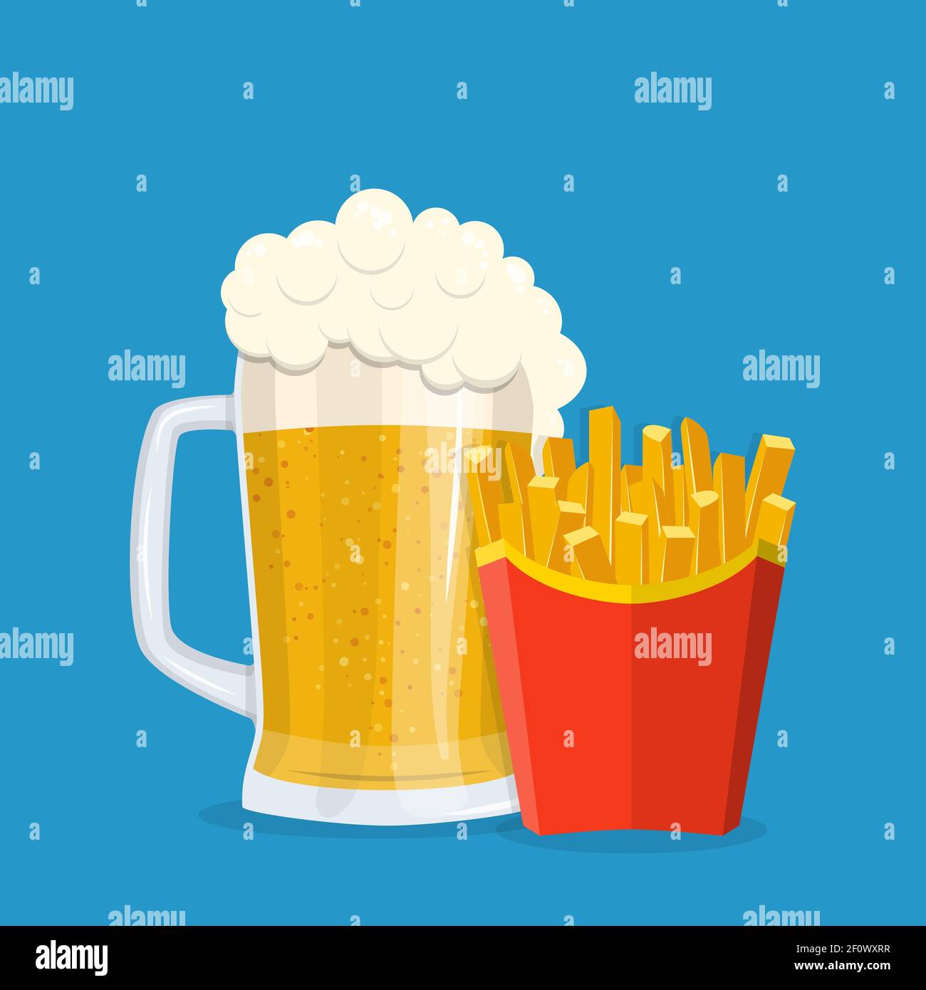 Bier und Pommes Frites. Stock Vektor