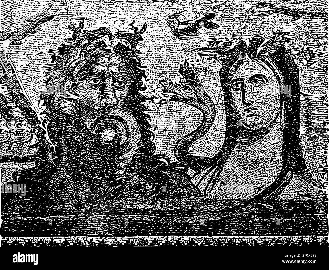 Ocean god Okeanos und Mosaiken des meeresgottes Tethys im Zeugma Mosaikmuseum.Trotz der Eröffnung im Jahr 2011, zeugma zum weltweit größten Mosaikmuseum. Stock Vektor