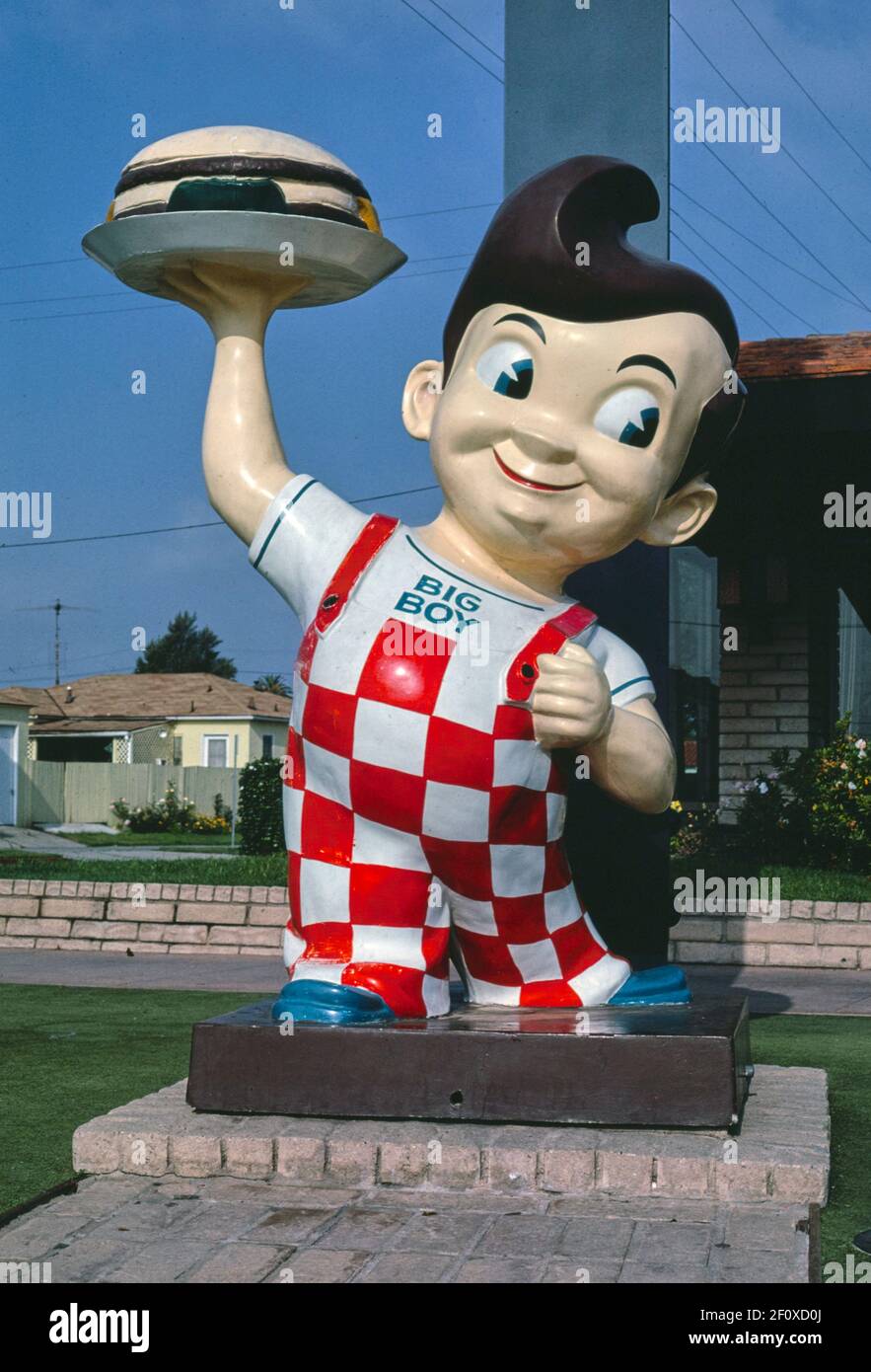 Bob's Big Boy Statue Schild - nähere Ansicht - La Cienega Boulevard - Los Angeles - California Ca. 1981 Stockfoto