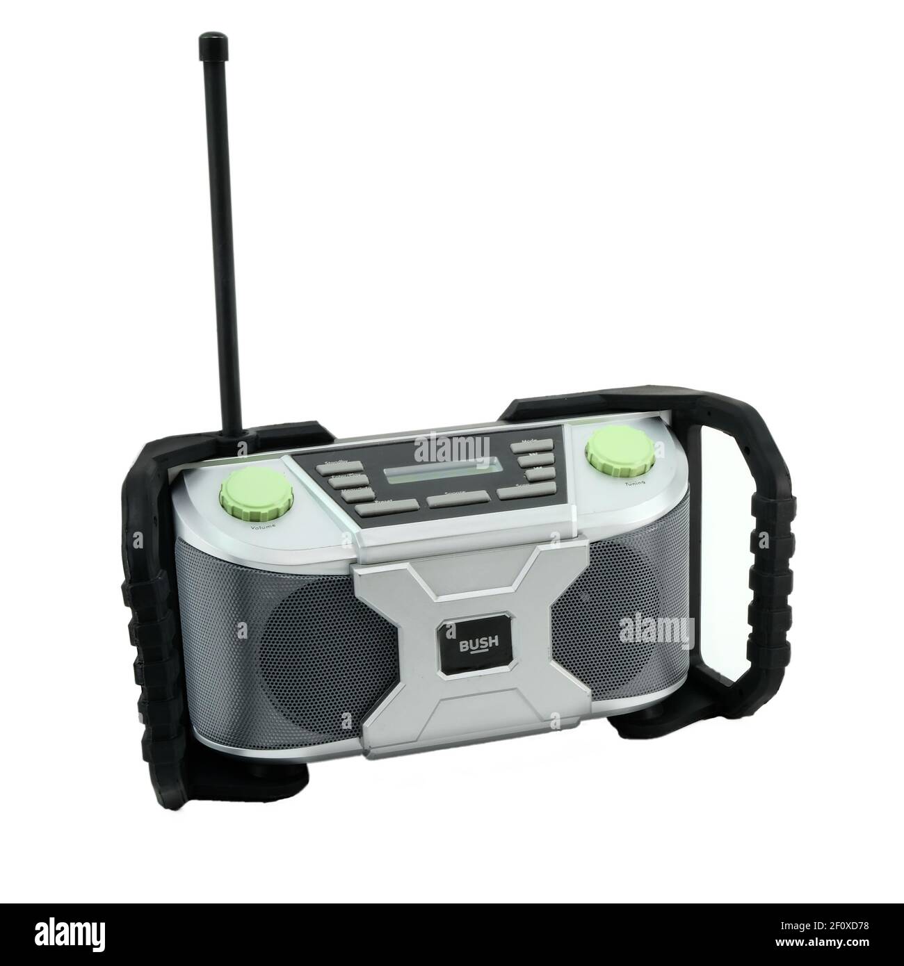 Bush retro Workman DAB FM tragbares graues Radio auf Weiß Hintergrund Stockfoto