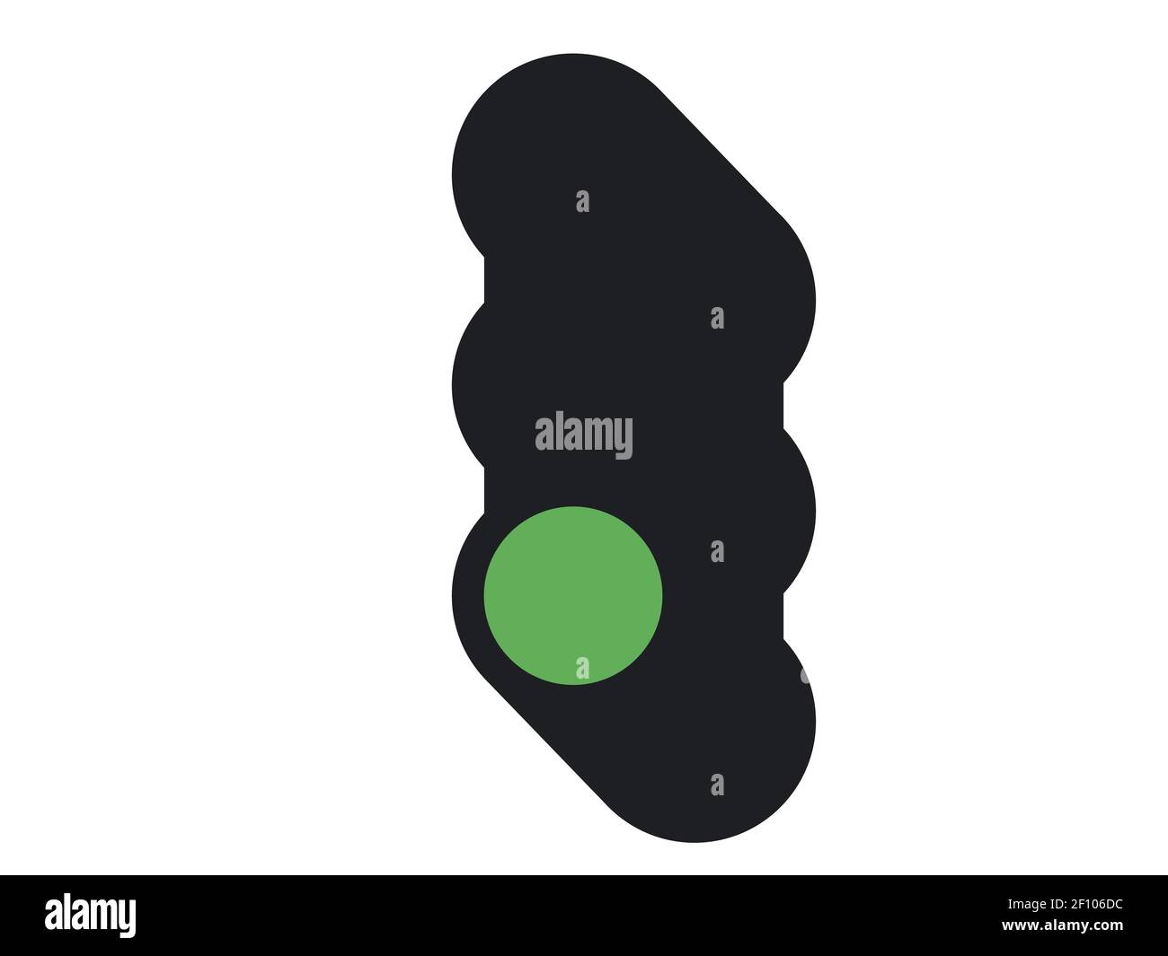 Ampeldarstellung mit grüner Ampel. Ampeln für Straßenverkehrskontrolle. Objekt auf weißem Hintergrund isoliert. Minimalistischer Stil. Freibetrag Konz Stock Vektor
