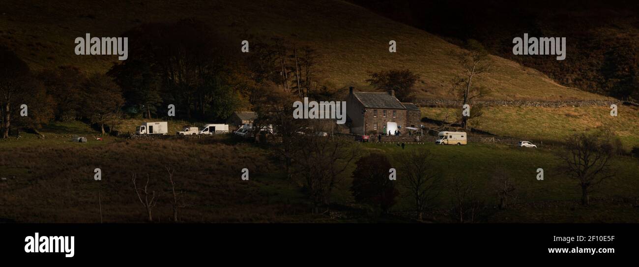 Dreharbeiten im Dash Farm Cottage, Skiddaw, Cumbria, Großbritannien. Stockfoto