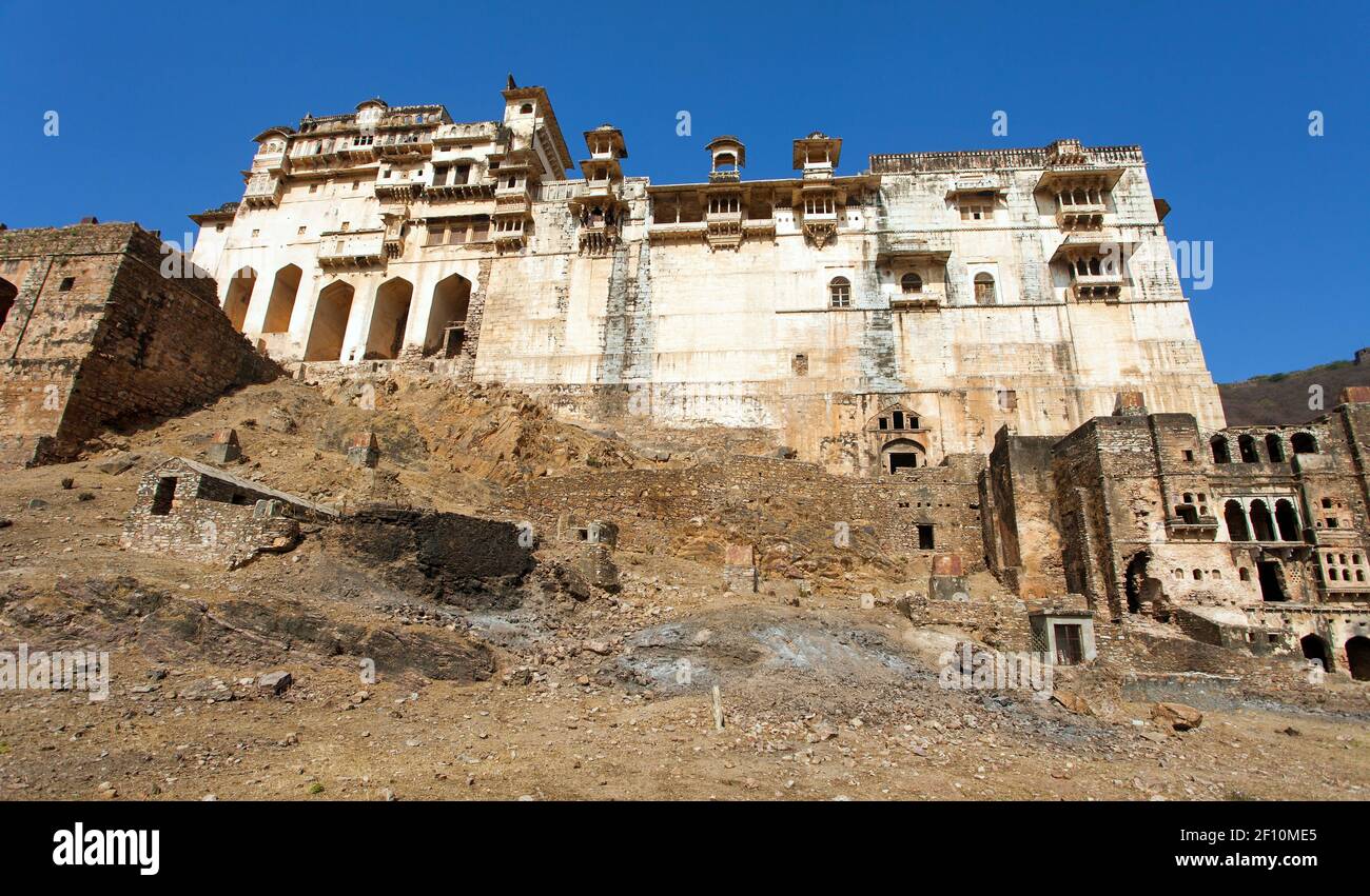 Taragarh Fort in Bundi Stadt, typische mittelalterliche Festung in Rajasthan, Indien Stockfoto