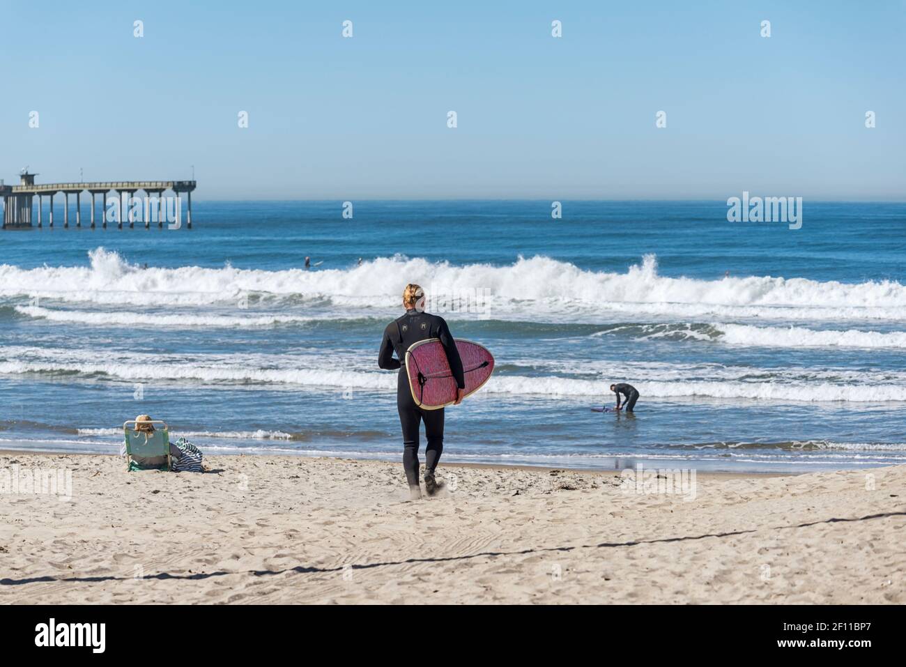 Küstenlandschaft am Ocean Beach an einem Wintertag. San Diego, Kalifornien, USA. Stockfoto