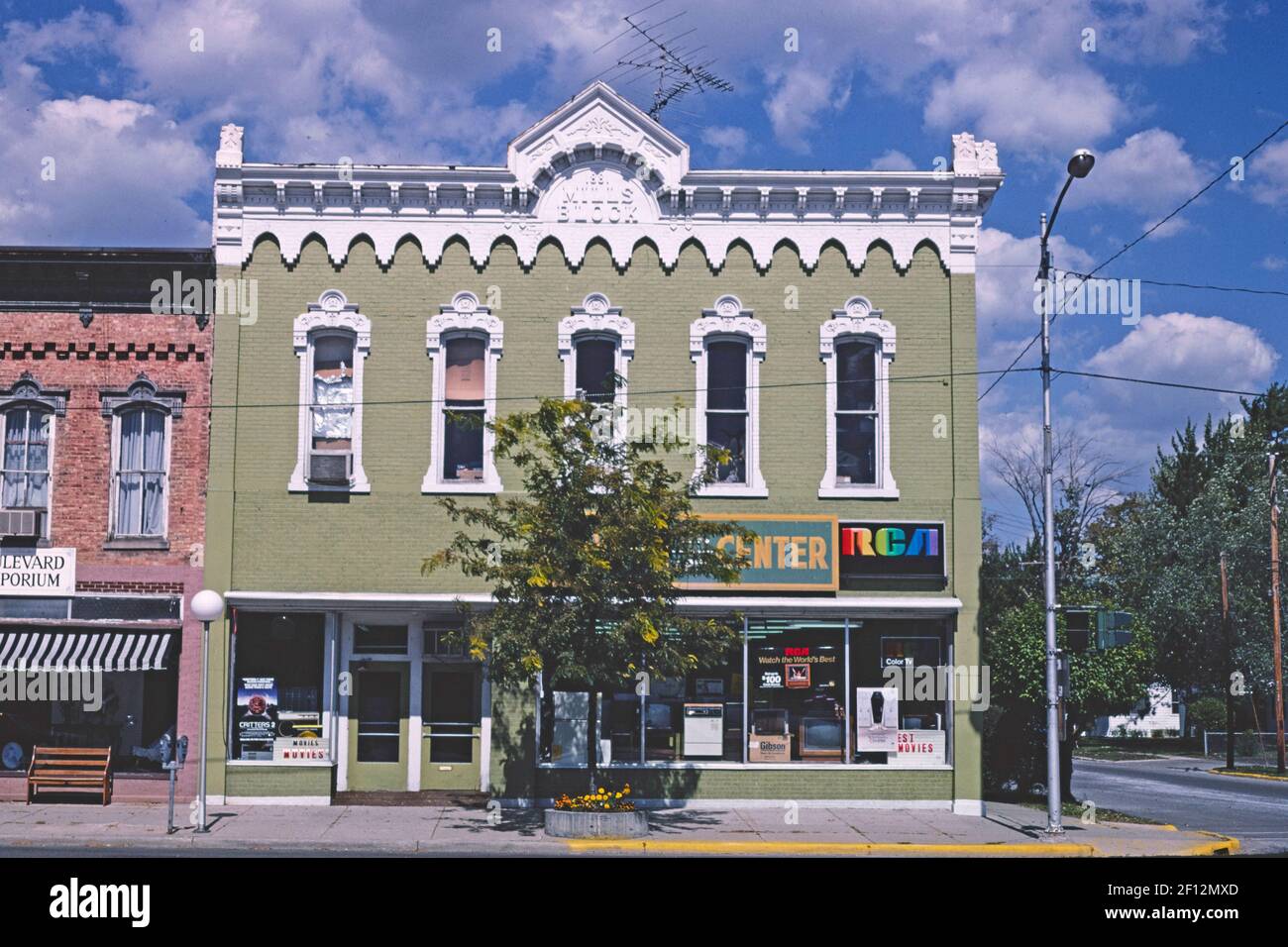 1980s Vereinigte Staaten - Mills Block Tecumseh Michigan ca. 1988 Stockfoto