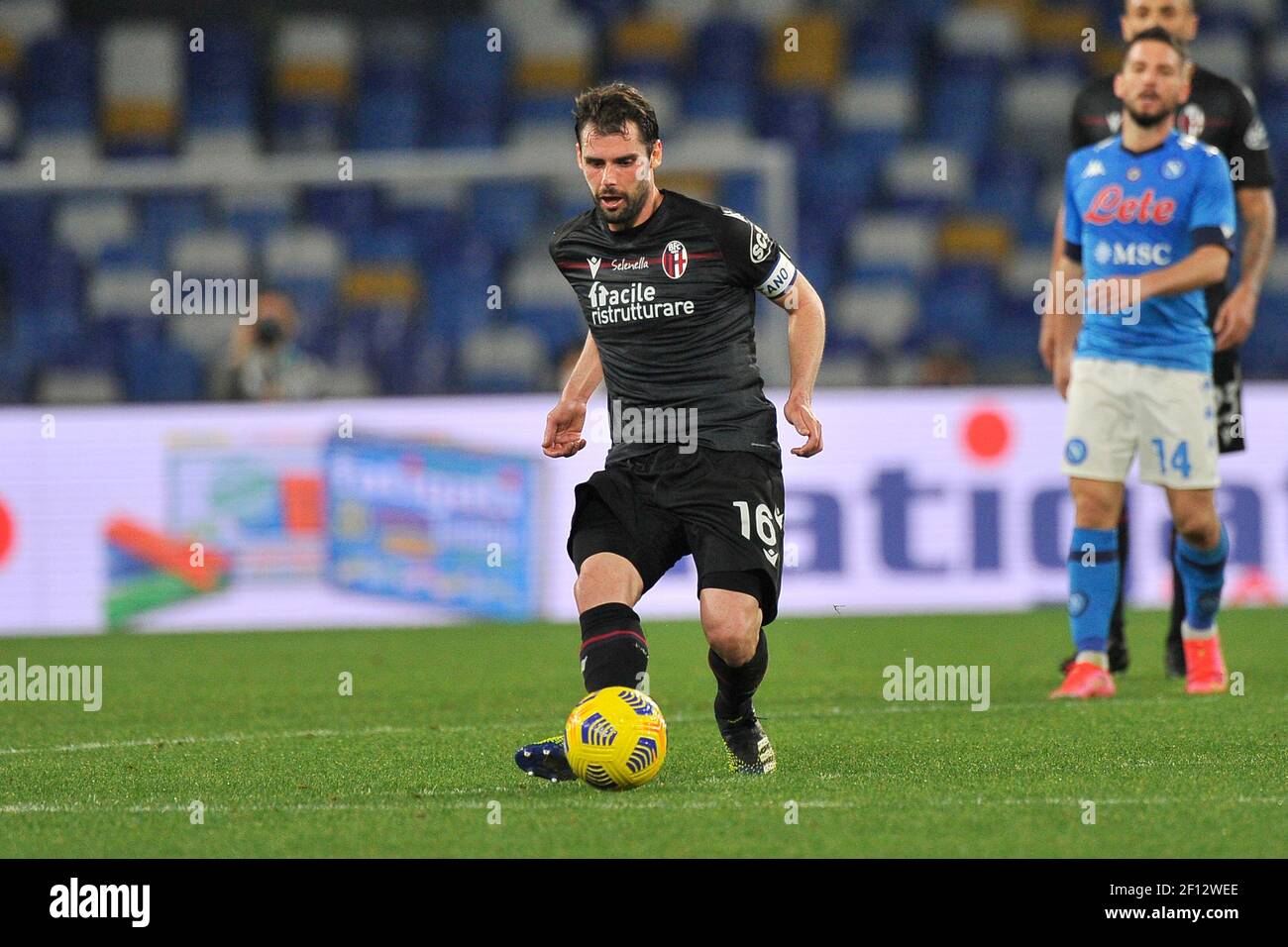 Neapel, Italien. März 2021, 07th. Andrea Poli Spieler von Bologna, während der italienischen Serie EIN Spiel zwischen Napoli gegen Bologna, Endergebnis 3-1, Spiel im Diego Armando Maradona Stadion gespielt. Italien, 07. März 2021. (Foto von Vincenzo Izzo/Sipa USA) Quelle: SIPA USA/Alamy Live News Stockfoto