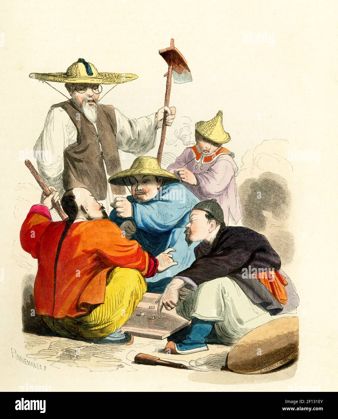 Diese Abbildung von 1840s zeigt das chinesische Volk. Stockfoto