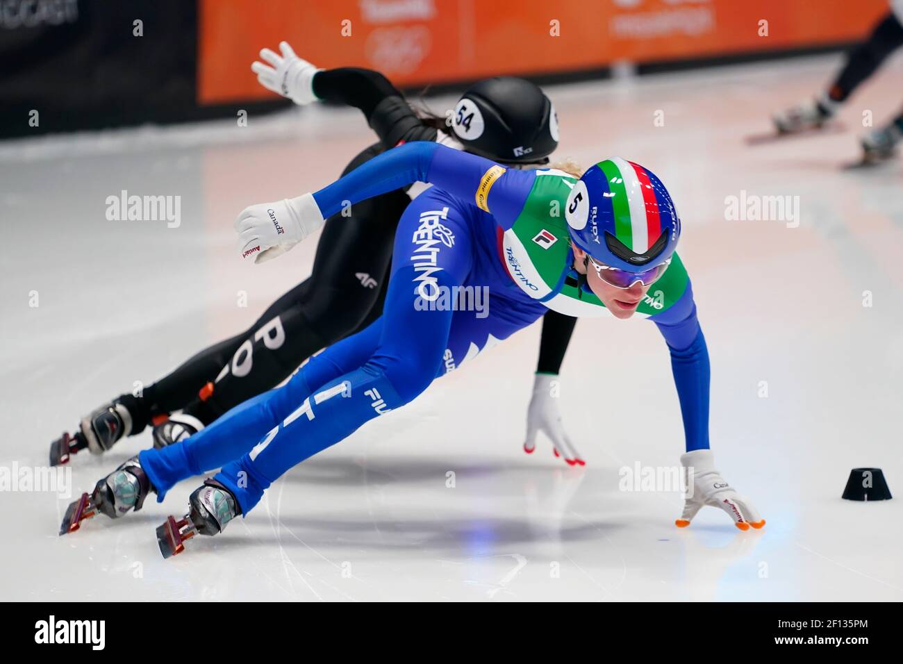 Martina Valcepina ITA während der ISU-Weltmeisterschaft Short Track 2021 am 5 2021. März in Dordrecht Niederlande Credit: SCS/Sander Chamid/AFLO/Alamy Live News Stockfoto