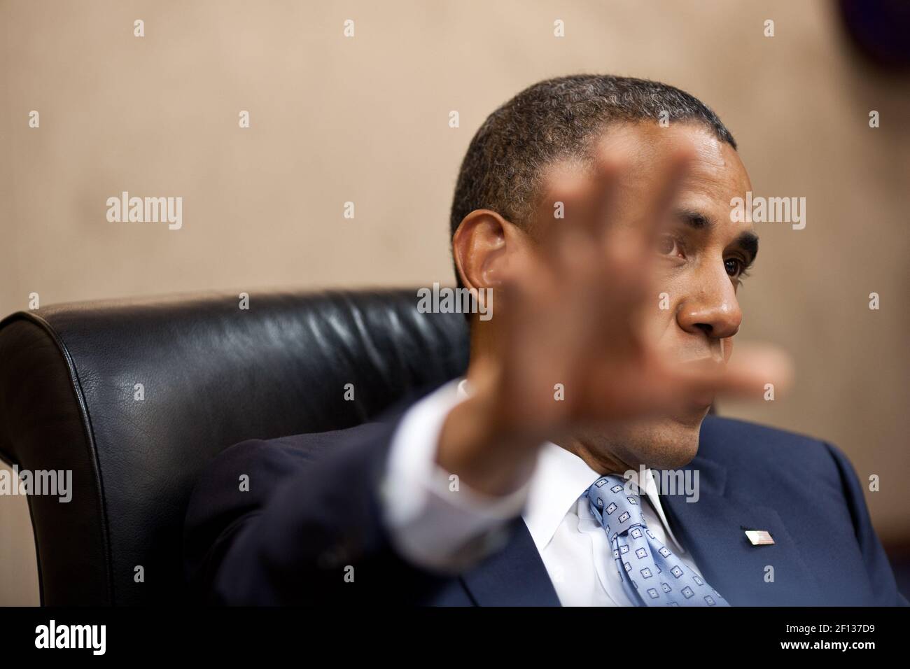 Präsident Barack Obama hält am 31 2012. Mai ein Treffen im Situationsraum des Weißen Hauses ab. Stockfoto