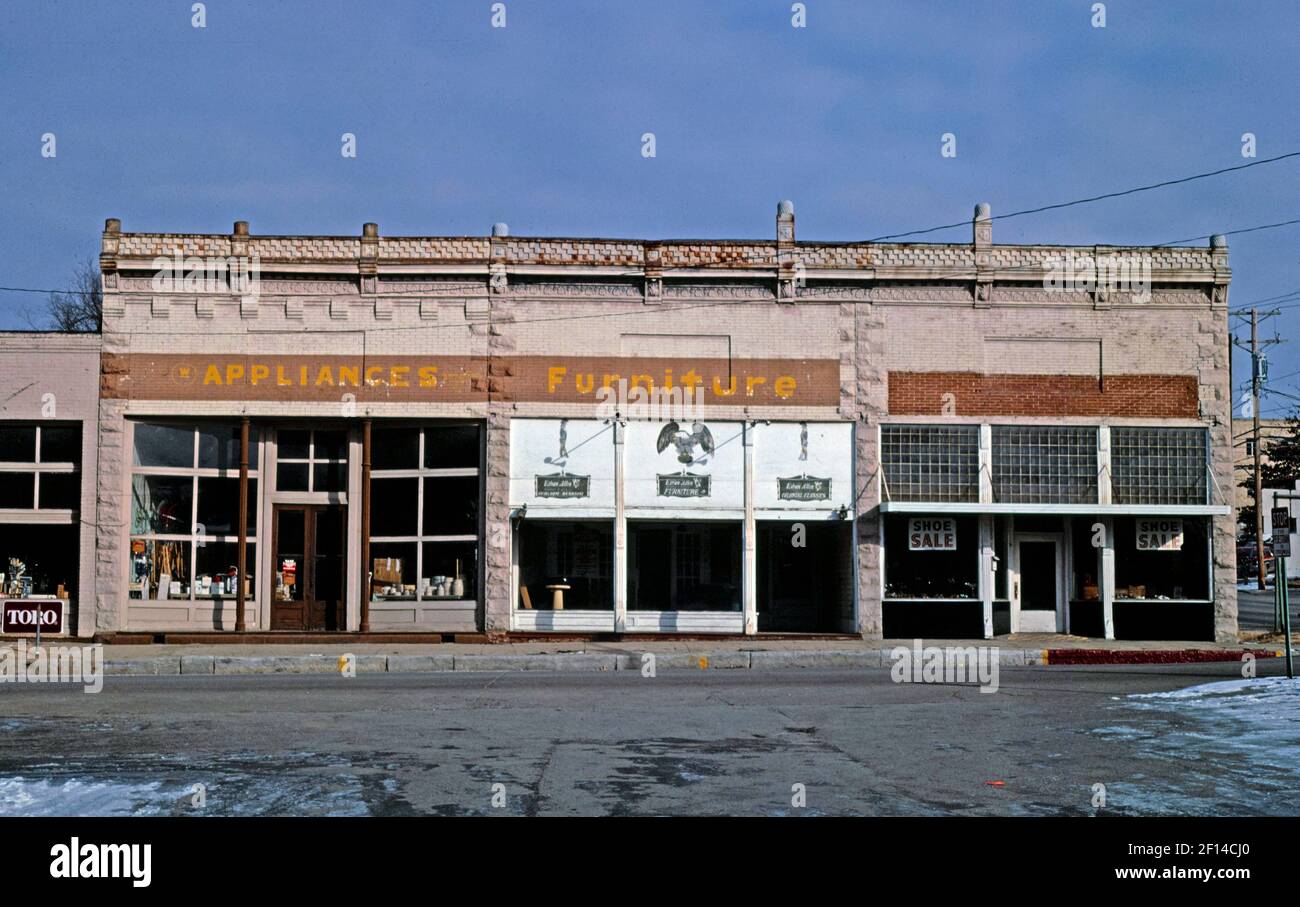 1980s Vereinigte Staaten - Blockfront Siloam Springs Arkansas ca. 1984 Stockfoto