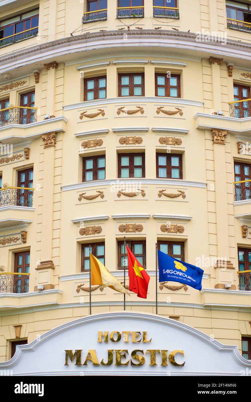 Hotel Majestic. Kolonialarchitektur, Ho Chi Minh Stadt, Vietnam Stockfoto