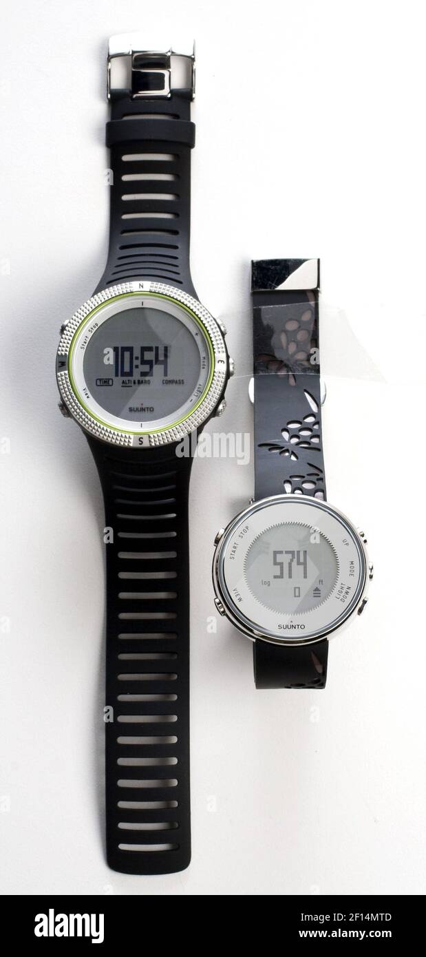 Suunto Lumi und Suunto Core Herren- und Damenuhr (mit Höhenmesser,  Barometer, Kompass, Sonnenauf-/Sonnenuntergangszeiten, vier Sprachen) $349  und $249, www.suunto.com für Einzelhandelsstandorte. (Foto von Ross  Hailey/Fort Worth Star-Telegram/MCT/Sipa ...