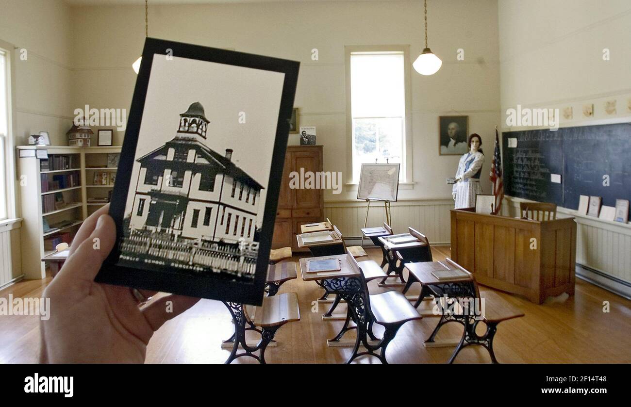 Das alte Dungeness Schoolhouse wurde 1892 erbaut und ist gut genutzt und gepflegt. Dieser Zeitraum Schulraum ist nur nach Vereinbarung geöffnet. In Clallam County, Washington. (Foto von Peter Haley/Tacoma News Tribune/MCT/Sipa USA) Stockfoto
