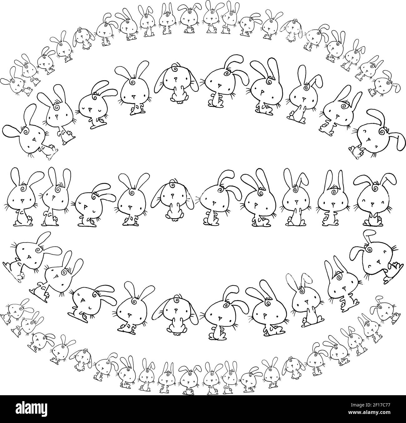 Vektor Cartoon Kaninchen Aktion Set backgorund Stockfoto