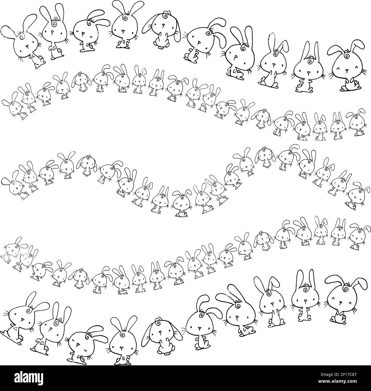 Vektor Cartoon Kaninchen Aktion Set backgorund Stockfoto