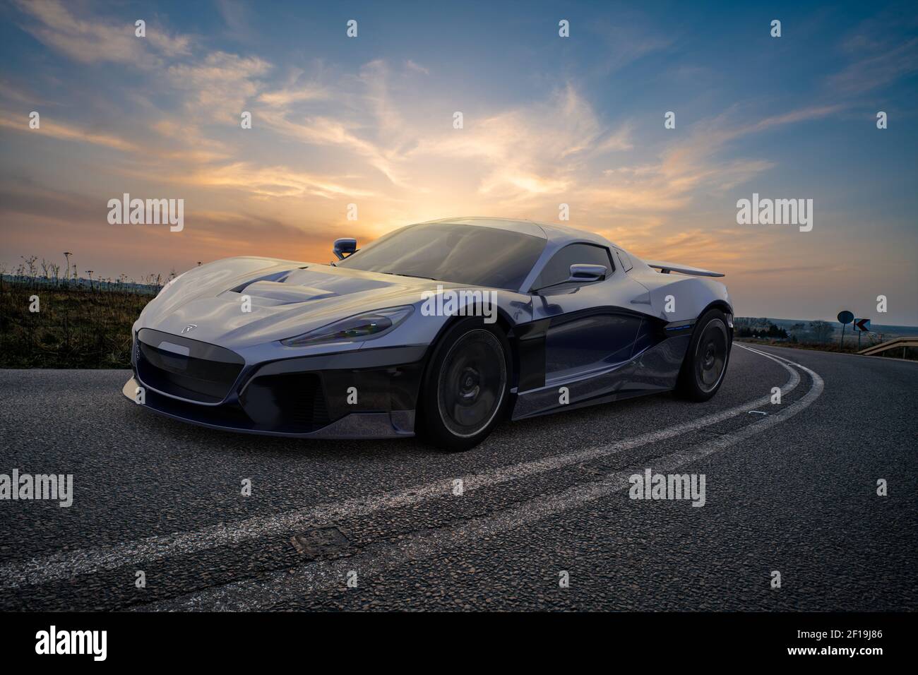Super elektrische Rimac C 2 Auto aus einer kroatischen Manufaktur Super elektrische Rimac C 2 Auto aus einer kroatischen Manufaktur Stockfoto