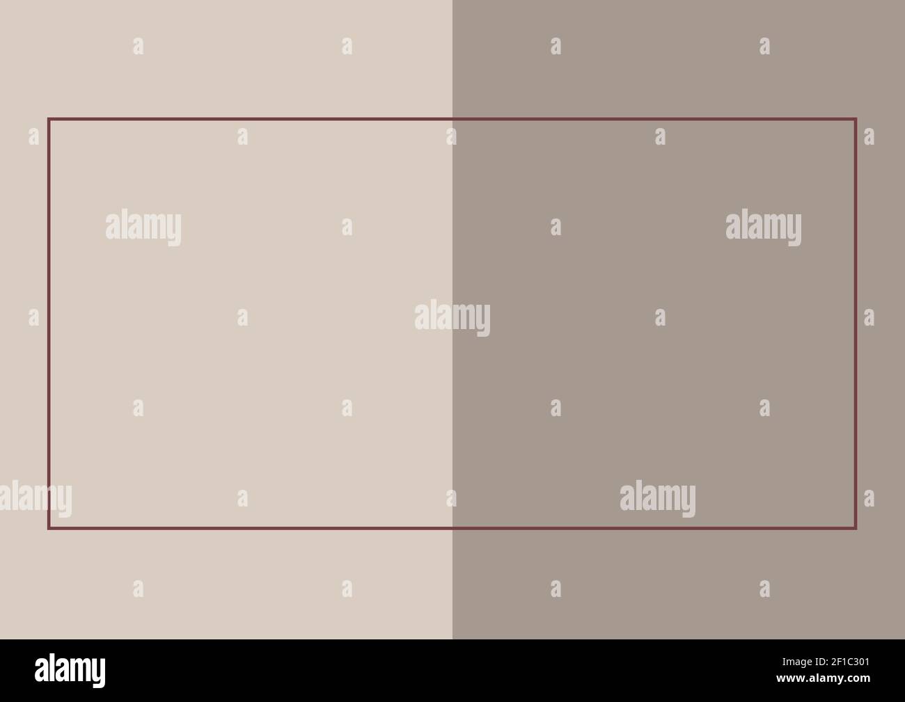 Komposition von Hintergrund vertikal in zwei Schattierungen in zwei Hälften geteilt Von grauer und dünner brauner Rahmenlinie Stockfoto