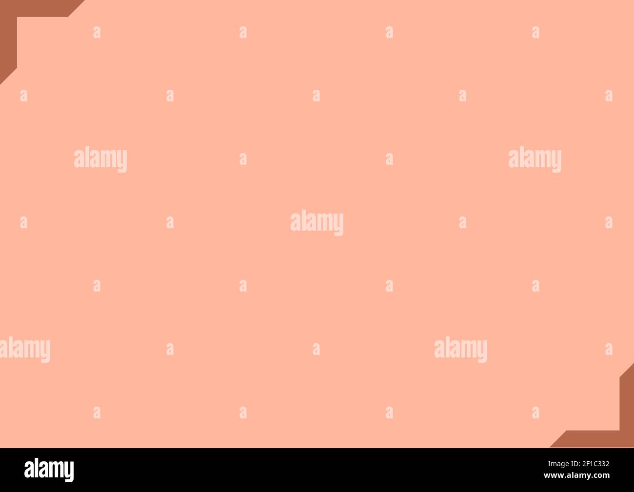 Komposition von blassrosa Hintergrund mit braunen Eckdetails auf Oben links und unten rechts Stockfoto
