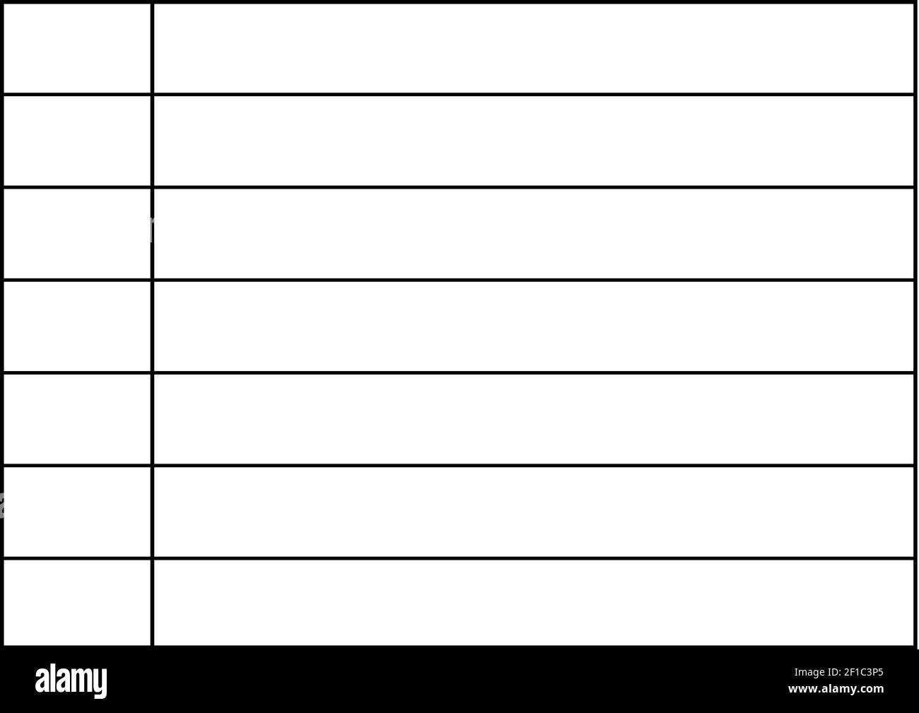 Tabelle mit schwarzen Linien und Kopierraum auf weißem Hintergrund Stockfoto
