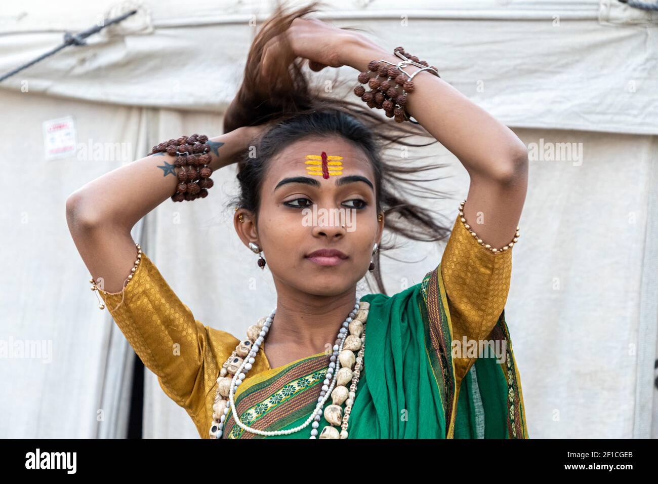 Portrait von Transgender in kumbh mela.kumbh ist die größte Gemeinde der Erde. Stockfoto