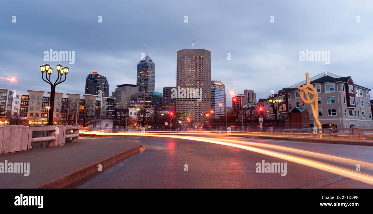 Indianapolis Indiana Hauptstadt Marion County Downtown Skyline Stockfoto