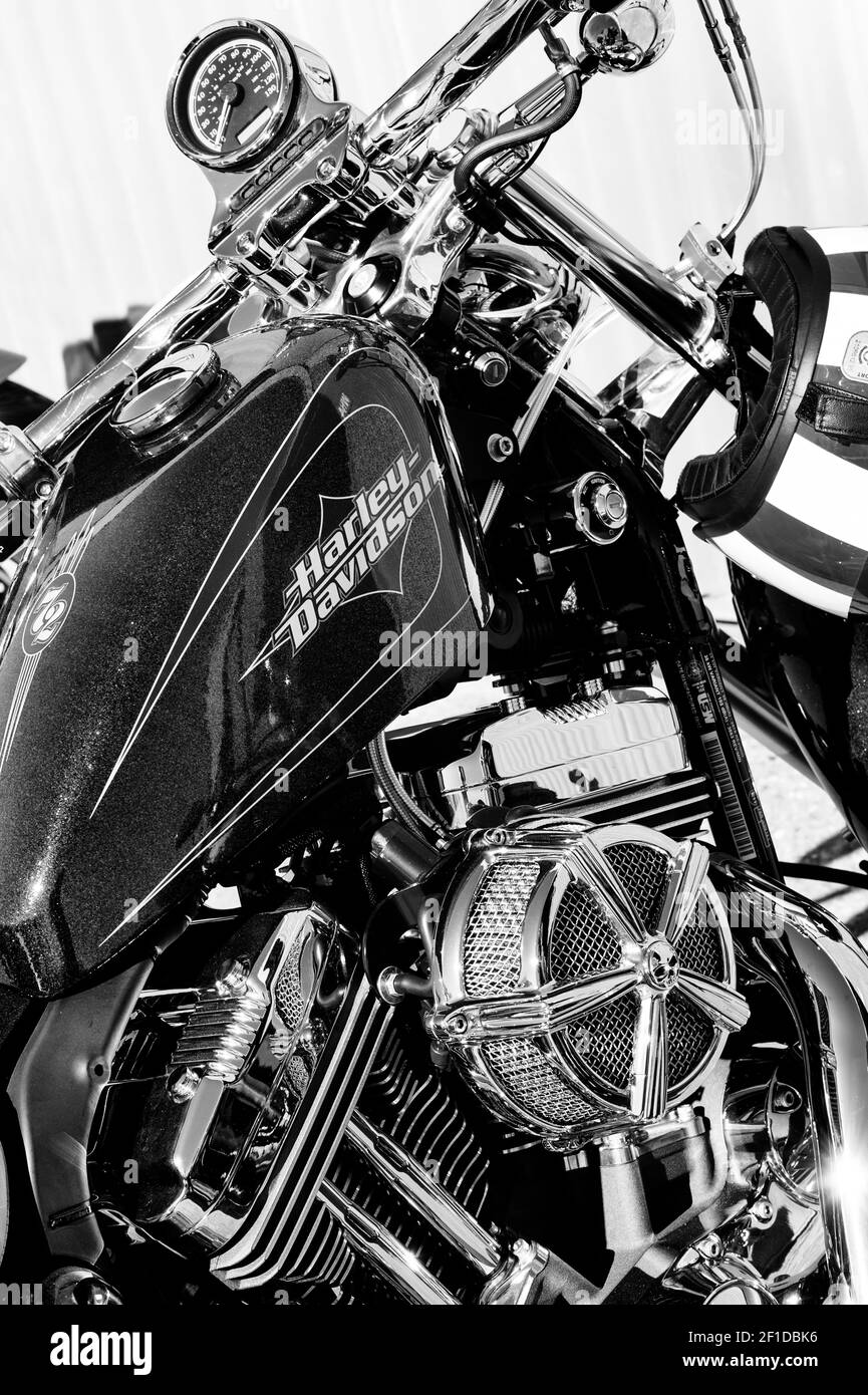 Harley Davidson Motorrad. Schwarz und Weiß Stockfoto