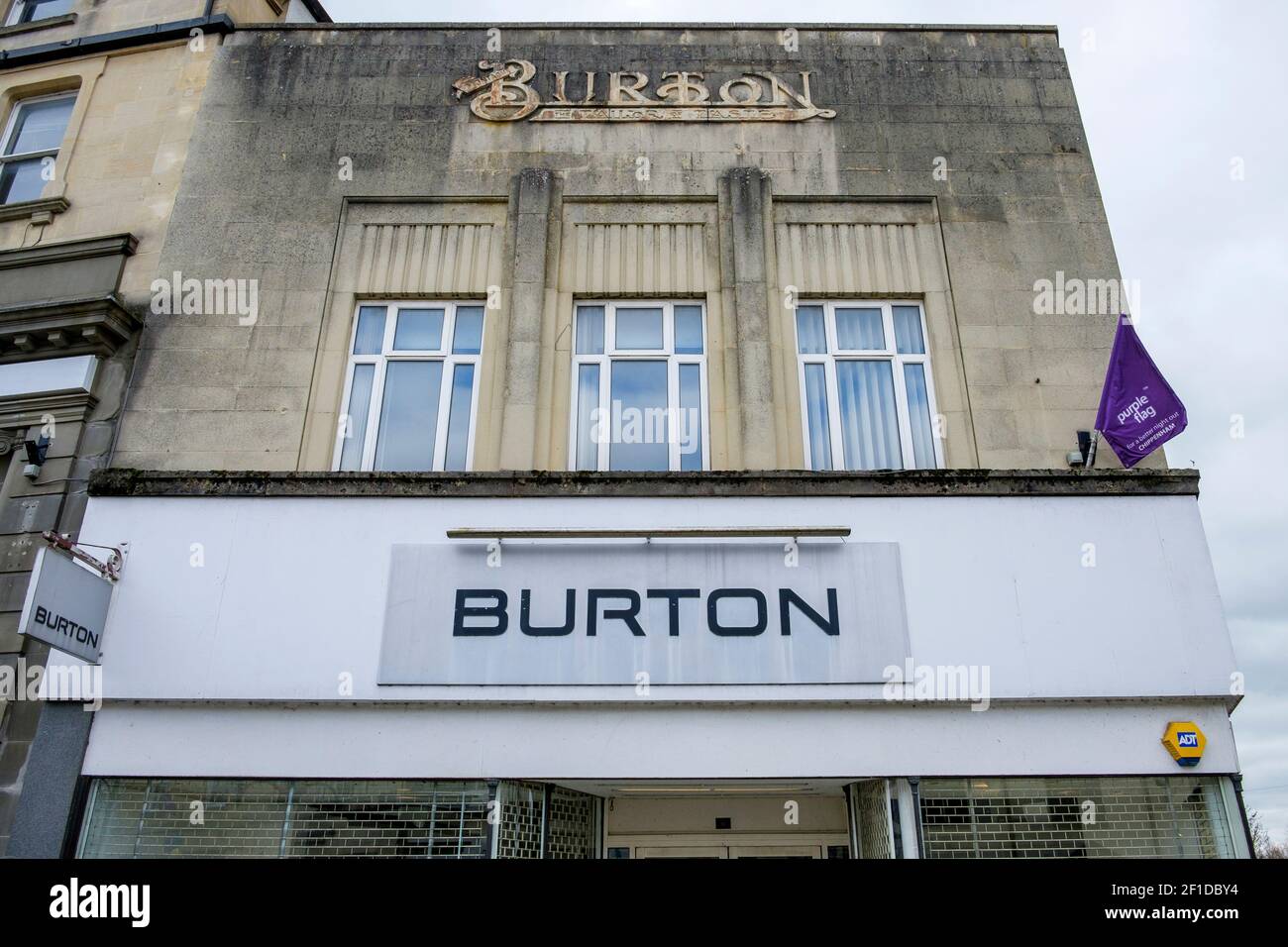 Chippenham, Wiltshire, Großbritannien. März 2021, 5th. Ein geschlossener und leerer Burton Shop ist in Chippenham, Wiltshire abgebildet. Die Marke Burton gehörte Arcadia Stockfoto