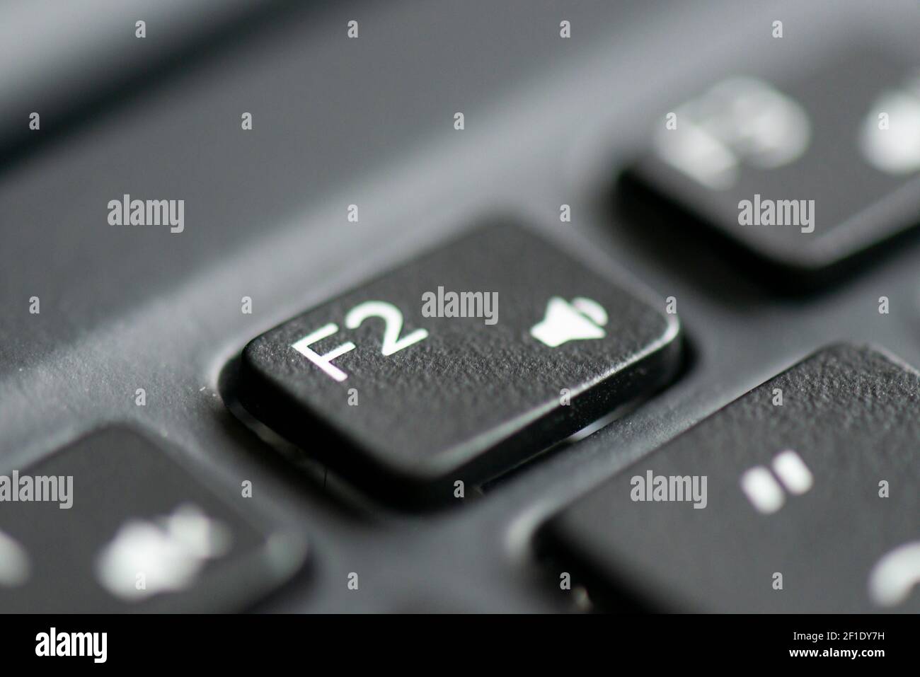 F2 und verringern Sie die Lautstärke-Taste auf einer Laptop-Tastatur  Stockfotografie - Alamy