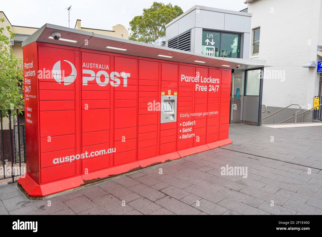 Australien Post Paketschließfächer auf der Rückseite des Postamtes in Sydney Vorort von Newtown, New South Wales, Australien Stockfoto