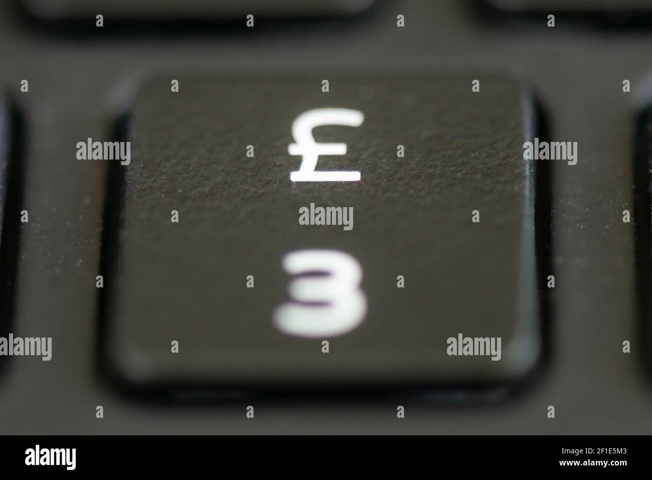3 und Pfund-Zeichen-Taste auf einem Laptop-Tastatur Stockfoto