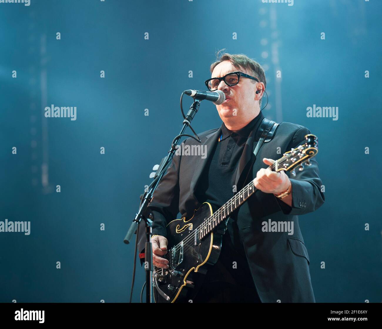 Chris Difford von Squeeze beim Cropredy Festival der Fairport Convention, Großbritannien, August 9 2012 Stockfoto