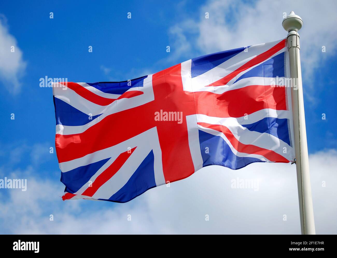 Union Jack Flagge auf Fahnenmast, City of Westminster, Greater London, England, Vereinigtes Königreich Stockfoto