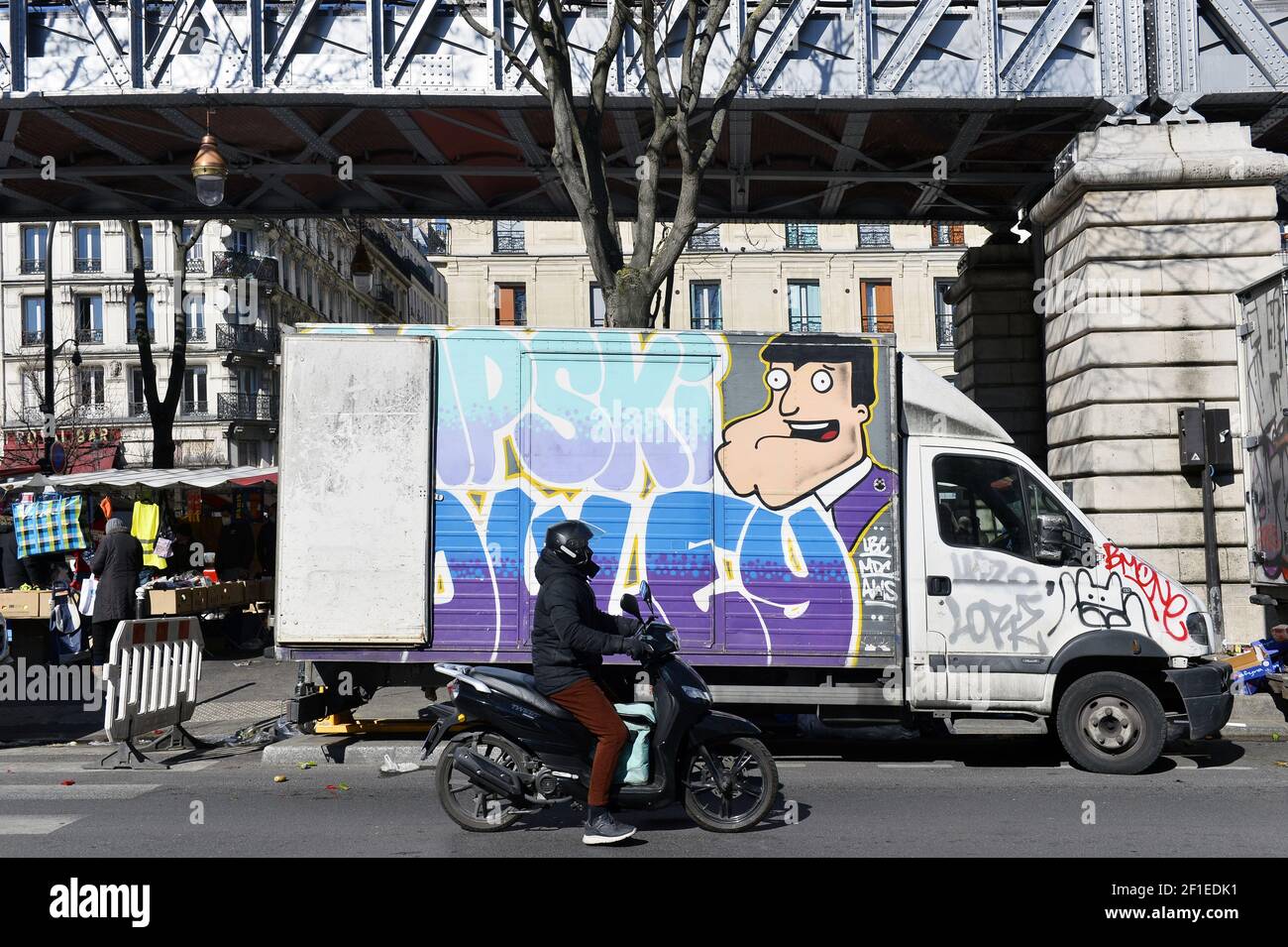 Sprühbilder auf Lastwagen - Barbès - Paris - Frankreich Stockfoto