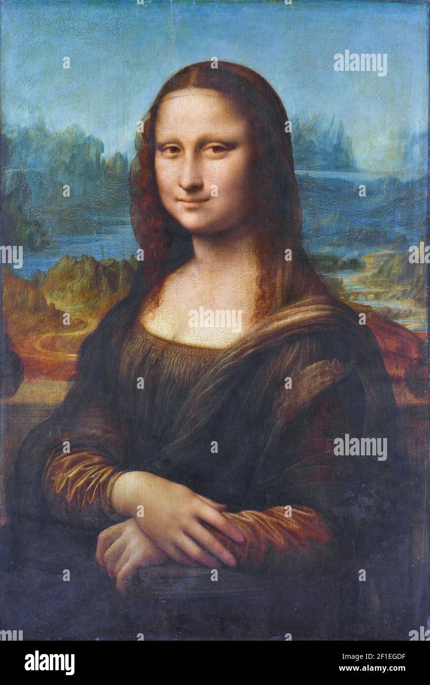 Leonardo da Vinci, Mona Lisa, 1503 - 1506, Öl auf Platte. Loue Museum, Paris, Frankreich. Stockfoto