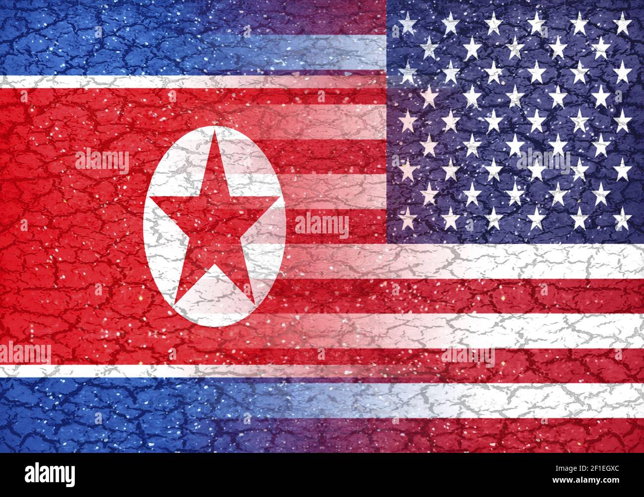 Nordkorea vs USA Konfliktkonzept Hintergrund Stockfoto