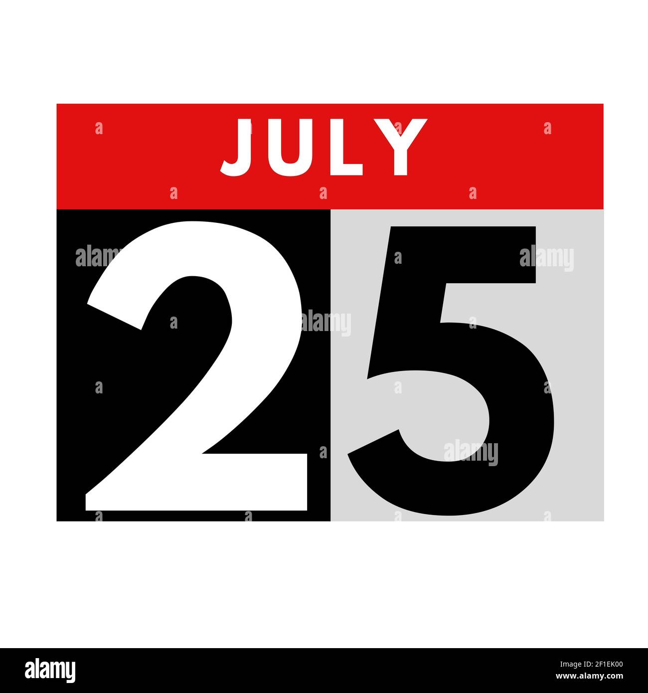 Juli 25 . flaches Tageskalender-Symbol .date,Tag, Monat .calendar für den Monat Juli Stockfoto